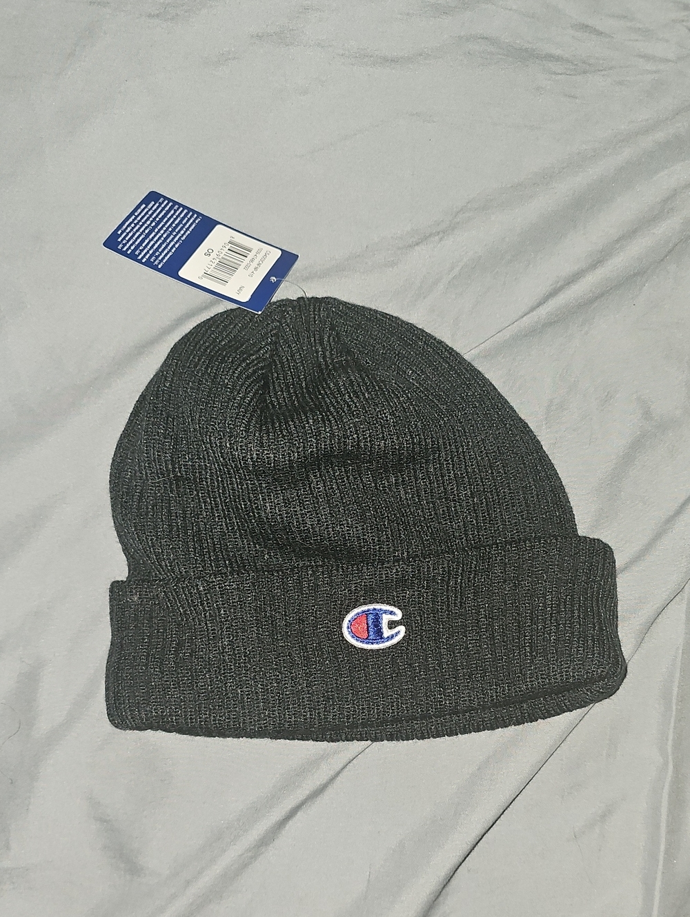 Champion Black Knit Cuffed Beanie with Embroidered Logo